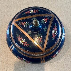 Decorative Blue and Copper Floral Trinket Box
